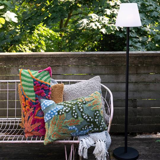 Hello Honey® 27" x 12" Botanical Embroidered & Tufted Fabric Lumbar Pillow
